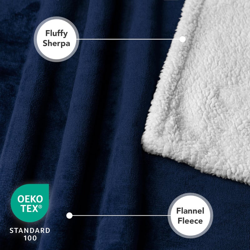 PetAmi Dog Blanket for Medium Large Dogs, Pet Bed Blanket Cat Puppy Kitten, Fleece Furniture Couch Cover Protector Sofa Car, Soft Sherpa Dog Throw Plush Reversible Washable, 40x60 Blue - Image 2